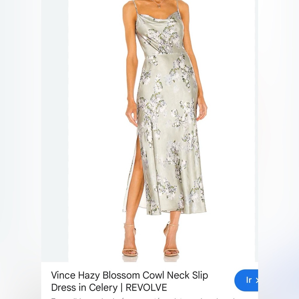 Vince Satin Hazy Blossom cowl neck slip Dress